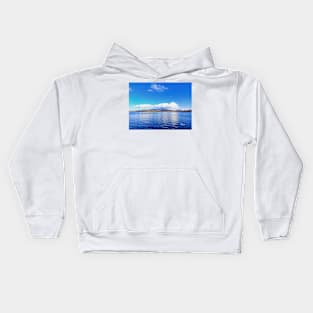 blue sky and fluffy clouds Kids Hoodie